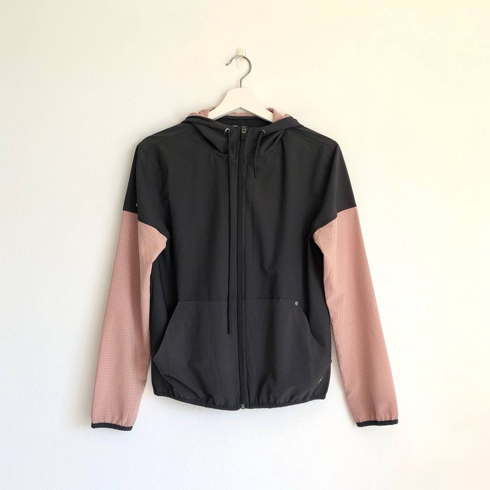 Vuori Stonesteps Charcoal Gray / Pink Vented Windbreaker Jacket Size Small